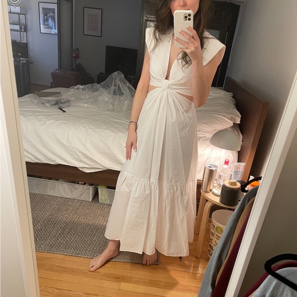 A.L.C. White Midi Knot Cutout Dress - Picture 4 of 11